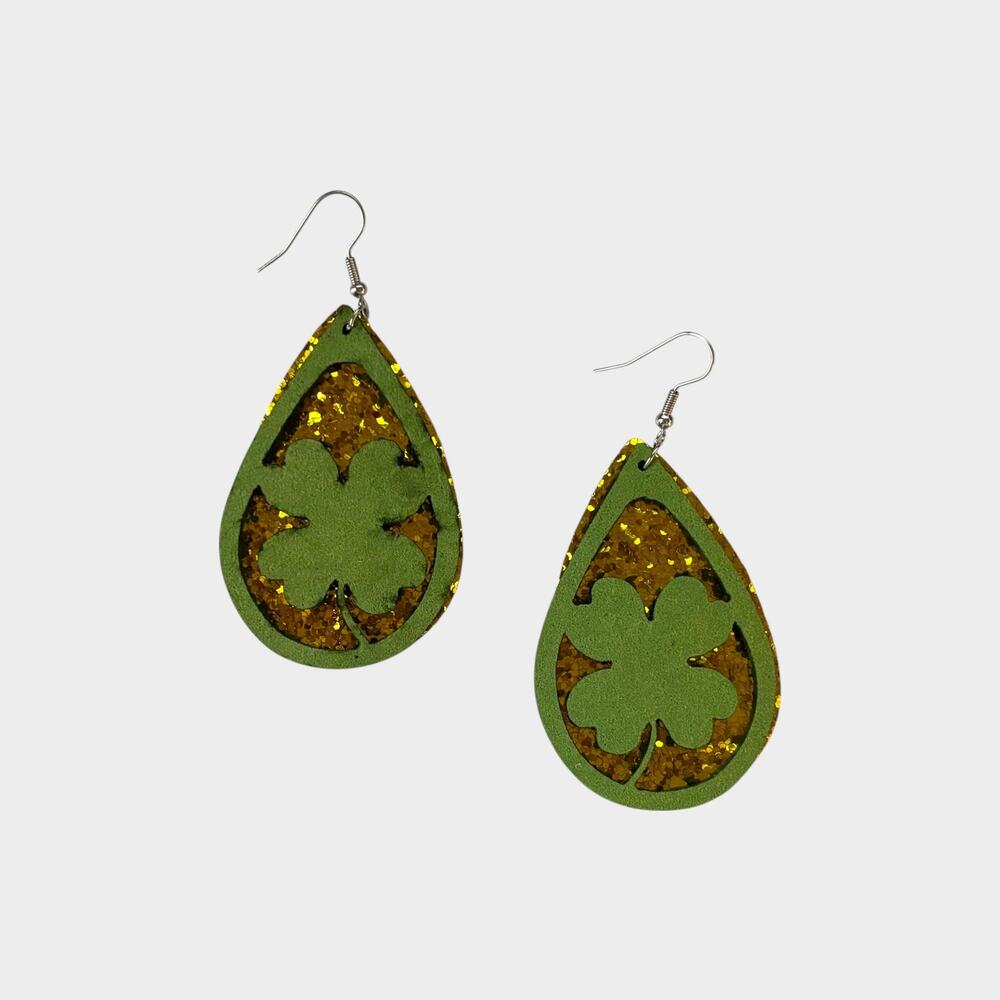 St. Patrick’s Day Shamrock Teardrop Earrings